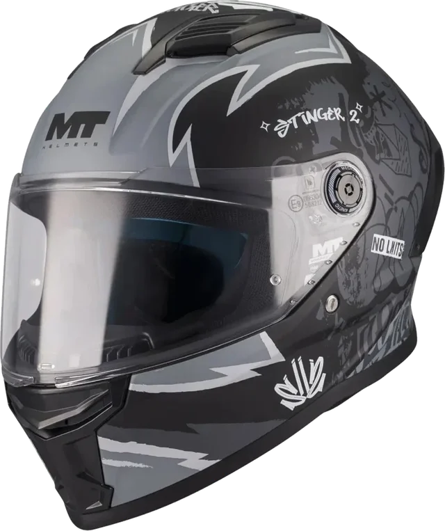 MT Stinger 2 Youth Tagger Helmet B2 Matt Black Grey, B2 Matt Black Grey