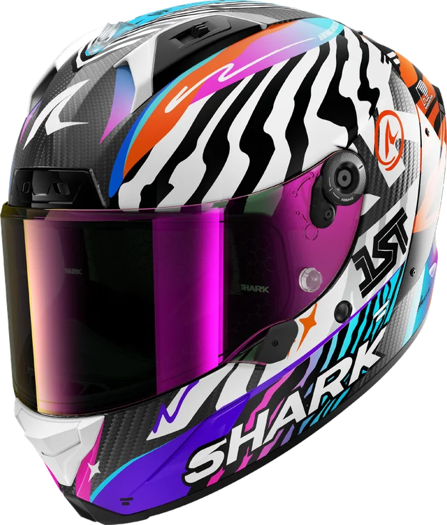 Shark Helmets AERON SPEED-FANCY Carbon White Blue, white/orange