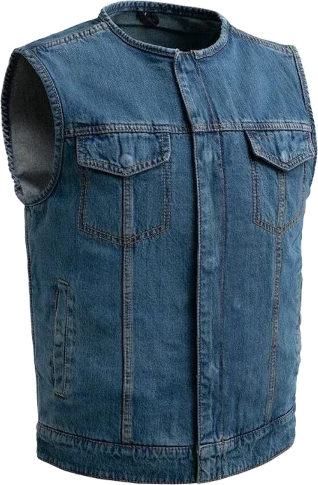 First Manufacturing No Limit Motorcycle Denim Vest, Blue