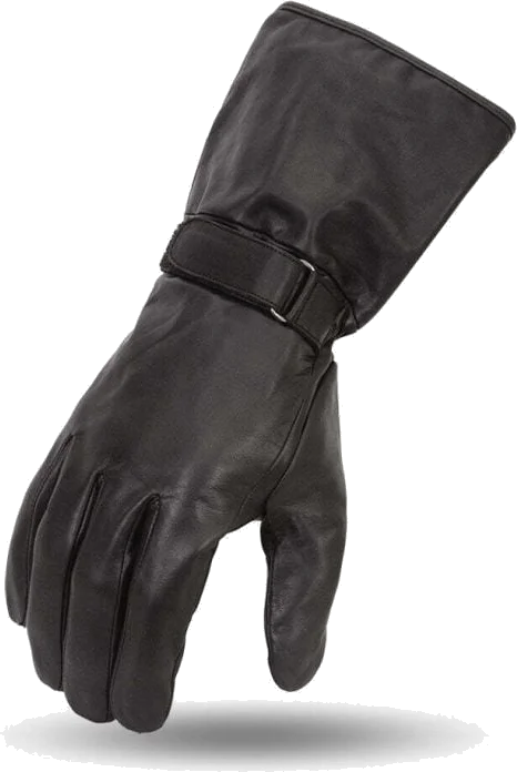 First Manufacturing Blaze Motorcycle Leather Gauntlet Gloves, Black
