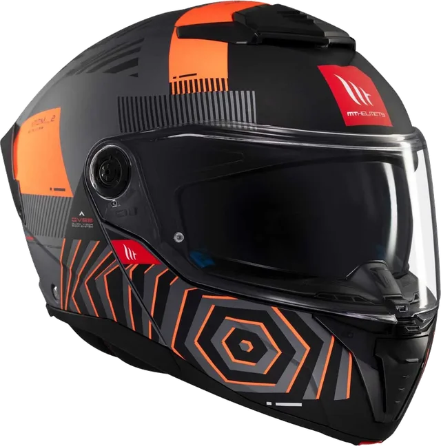 MT Helmets Atom 2 SV Strange Modular Helmet, Matt Orange / Black