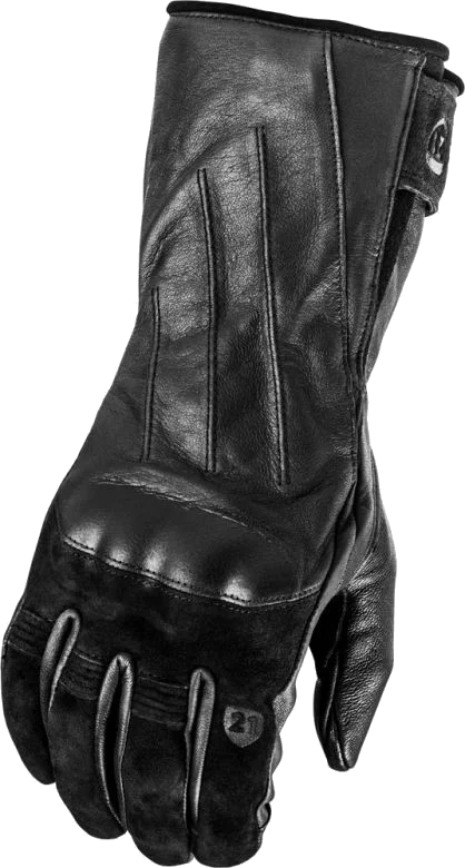 Highway 21 Hook Gauntlet Leather Gloves, Black