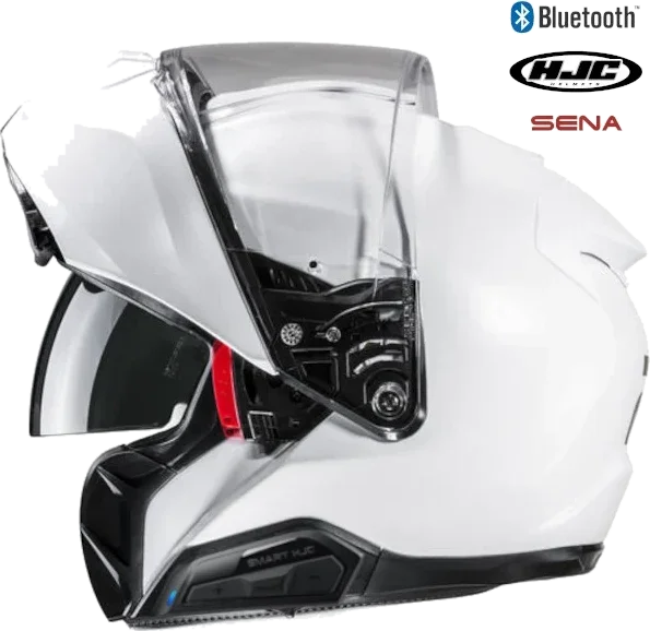 HJC RPHA 91 Bluetooth Helmet Gloss White 50b Installed