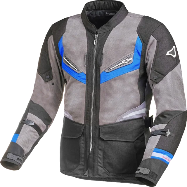 Macna Aerocon NightEye Motorcycle Textile Jacket, grey/black/blue