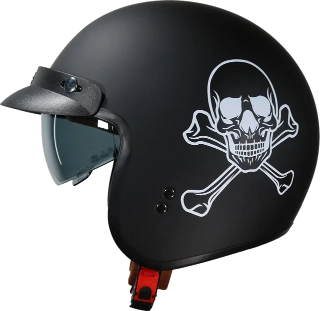 Frank Thomas Open Face Helmet Skull & Crossbones, Skull & Crossbones