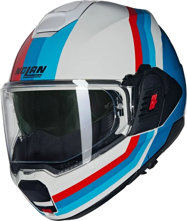 Nolan N120-1 Lineo 347 White Blue Red Glossy Flip Back Helmet, White Blue Red Glossy