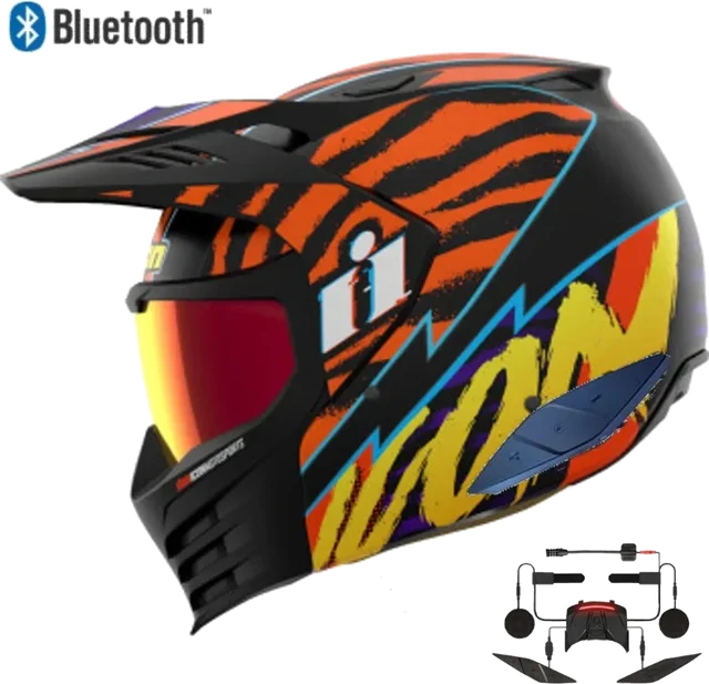 Icon Elsinore Bluetooth Helmet Rad Dawn Orange In-Helmet Communicator Installed