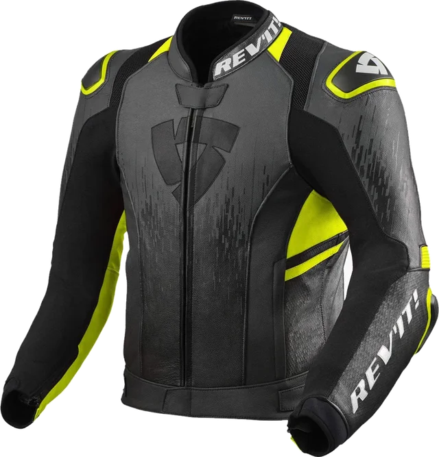 REV'IT! Revit Quantum 2 Leather Jacket Anthracite / Neon Yellow / Black