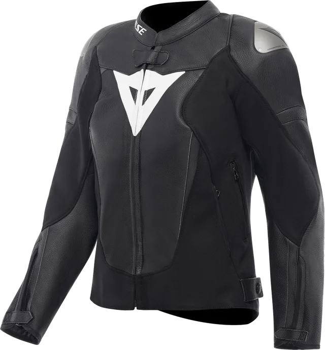 Dainese Avro 6 Ladies Motorcycle Leather Jacket, black/black/white