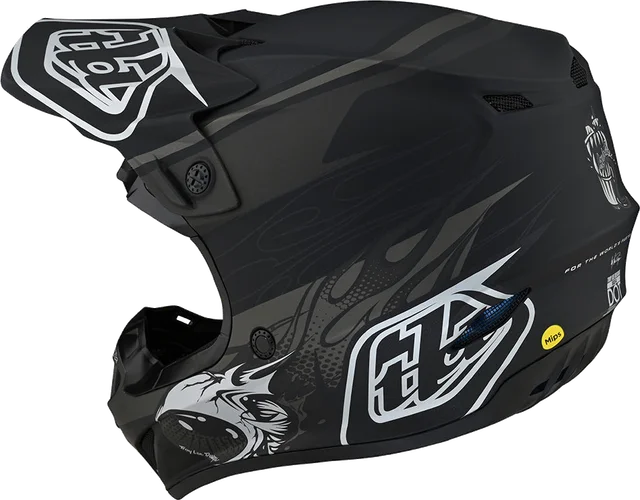 Troy Lee Designs Youth SE4 Polyacrylite Helmet Skooly Black, BLACK