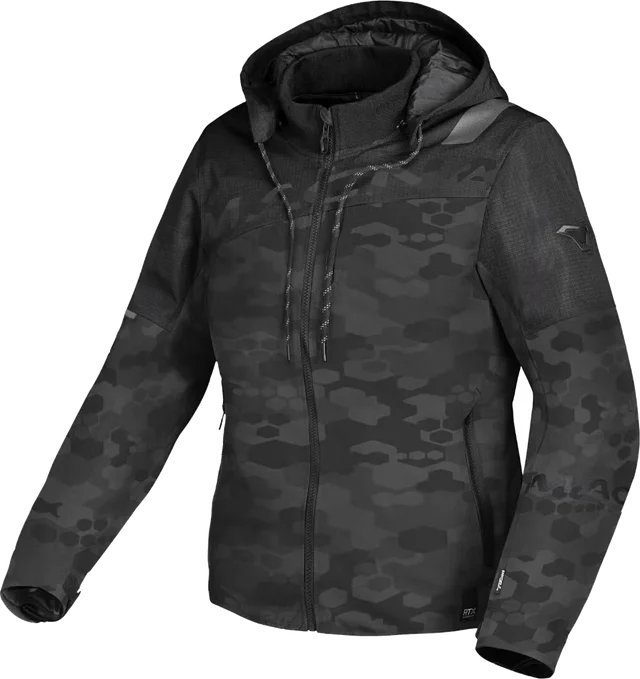 Macna Racoon Camo waterproof Ladies Motorcycle Textile Jacket, black/camouflage
