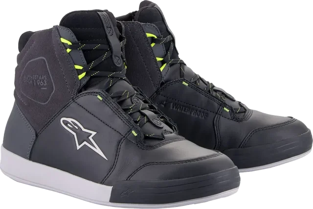 Alpinestars Chrome WP Motorcycle Shoes, Black / Dark Grey / Yellow Fluo