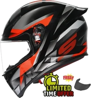 AGV K1-S FASTLAP - BLACK/GREY/RED - Free Dark Visor, black grey red