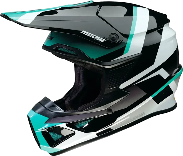 Moose racing soft-goods F.i 2.0 Boreal Mips® Off-road Helmet, Gloss Black / Cyan / Green / White
