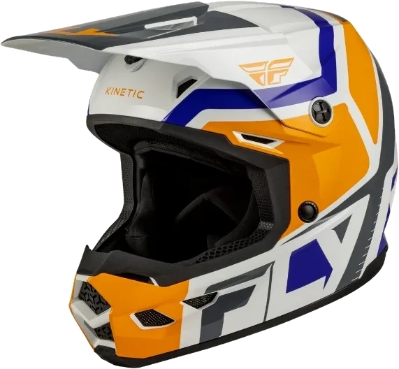 Fly Racing Kinetic Scrap 2027 Youth Off-Road Helmets, White/Orange/Blue/Grey