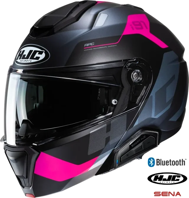 HJC i91 Modular Bluetooth Helmet Carst MC-8SF 11b installed