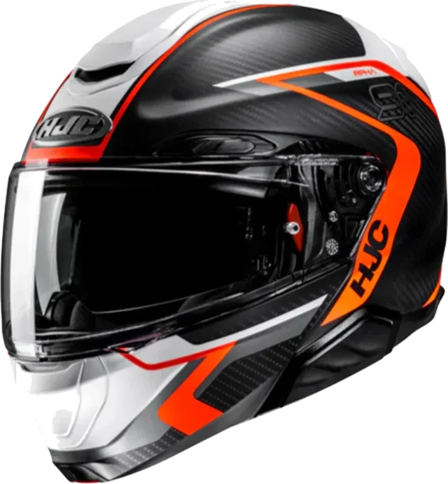 HJC Rpha91 Carbon Helmet Lagos MC6HSF Black/White/Orange Matt