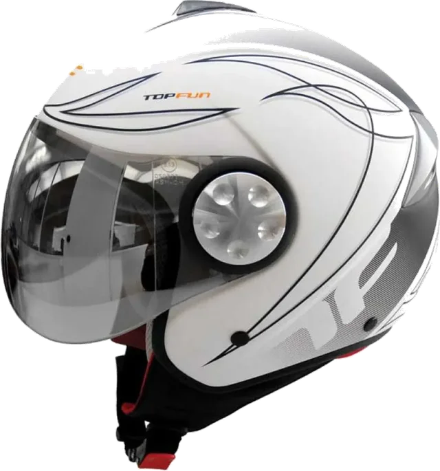 Topfun Eagle Open Face Helmet, Matte White