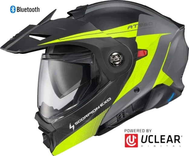 Scorpion EXO-AT960 Bluetooth Helmet Topographic 2 HI-Vis/Grey EXO-COM