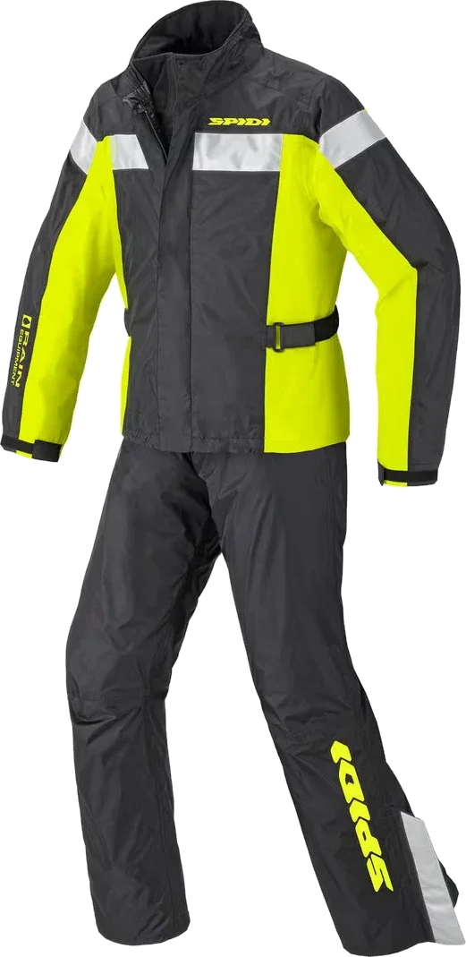 Spidi Touring Rain Kit Two Piece Motorcycle Rain Suit, black/yellow