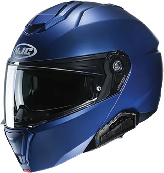 HJC i91 Modular Bluetooth Helmet Metallic Blue 21b installed