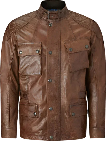 Belstaff Turner Hand Waxed Leather Jacket Burnt Cuero