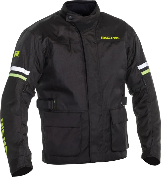 Richa Buster Long waterproof Motorcycle Textile Jacket, black/yellow