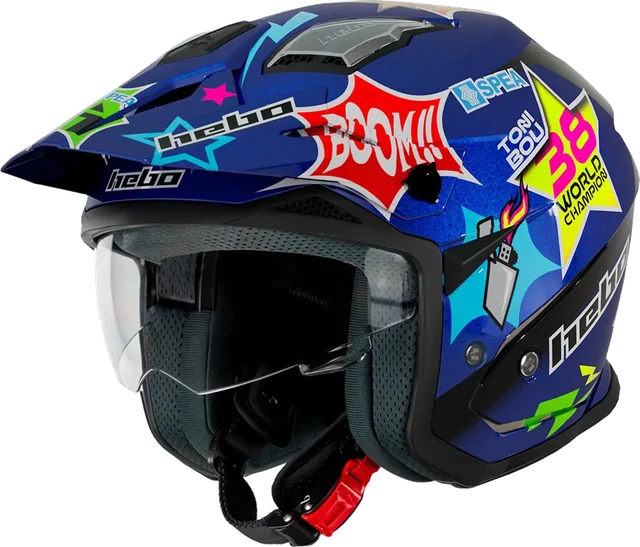 Hebo Htr-p01 V6 Toni Bou 38 Open Face Helmet, Blue