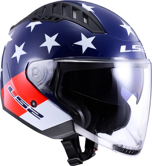 LS2 Copter American Helmet, Gloss Red/White/Blue
