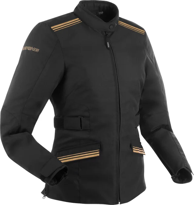 Bering Shine waterproof Ladies Motorcycle Textile Jacket, black/gold