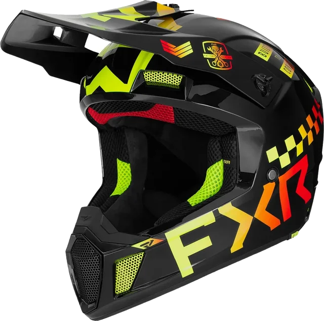 FXR Clutch Helmet Gladiator Ignition Red/Yellow Fluo Matt