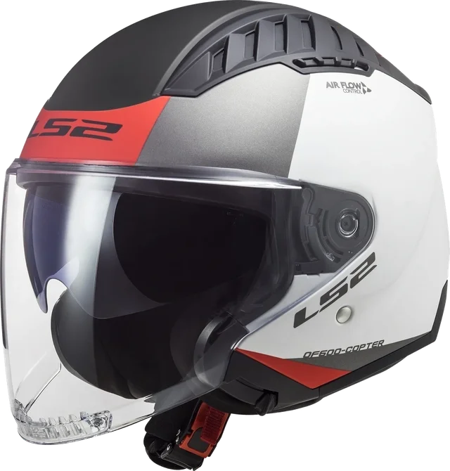 LS2 Of600 Copter II Urbane Open Face Helmet, White/Black/Red