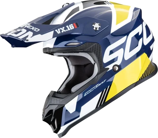 Scorpion Exo VX-16 EVO AIR - ANALOG 2026, Blanc/Bleu/Jaune