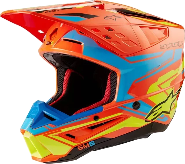 Alpinestars S-M5 Action 2 Helmet Ece 22.06 Orange Fluo Cyan Yellow Fluo G, Orange Fluo Yellow Fluo