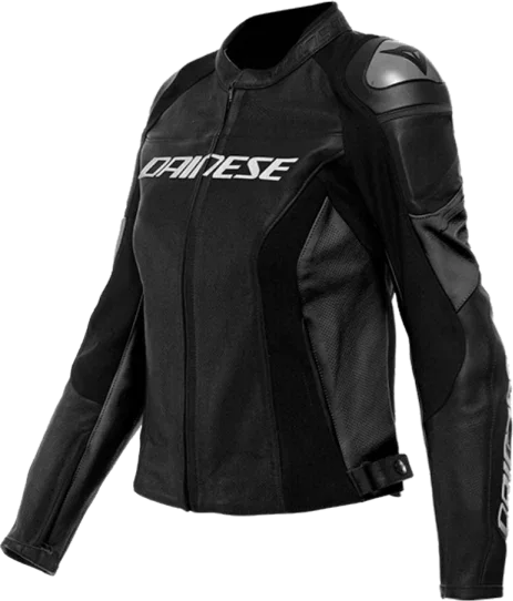 Dainese Racing 4 Ladies Perforated Leather Jacket - Black/Black, Black