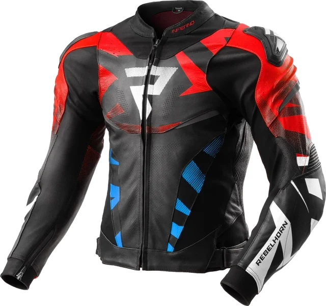 Rebelhorn Inferno Leather Jacket - Black / Blue / White / Red, black/blue/white/red