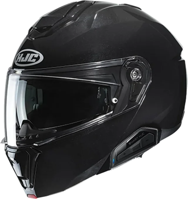 HJC i91 Modular Bluetooth Helmet Gloss Black 21b installed