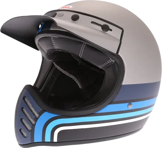 Bell Moto-3 Stripes Helmet Silver Black Blue, Silver Black Blue