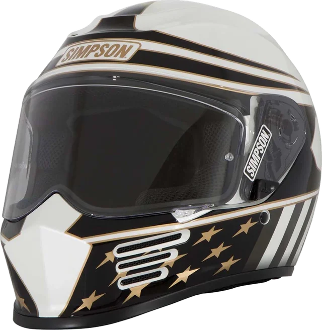 Simpson Speed Americana Motorcycle Helmet, Black / White / Gold
