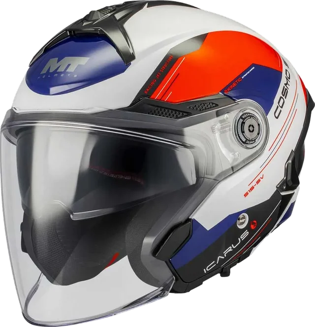 MT Helmets Cosmo SV Icarus Open Face Helmet, Gloss Grey / Red