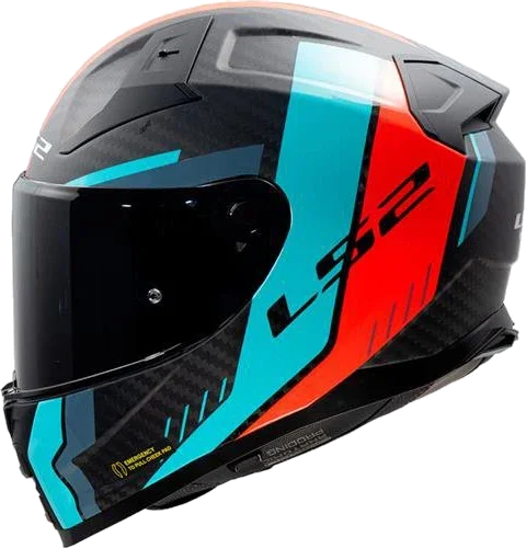LS2 FF811 Vector II Carbon Grid Matt Red / Cyan
