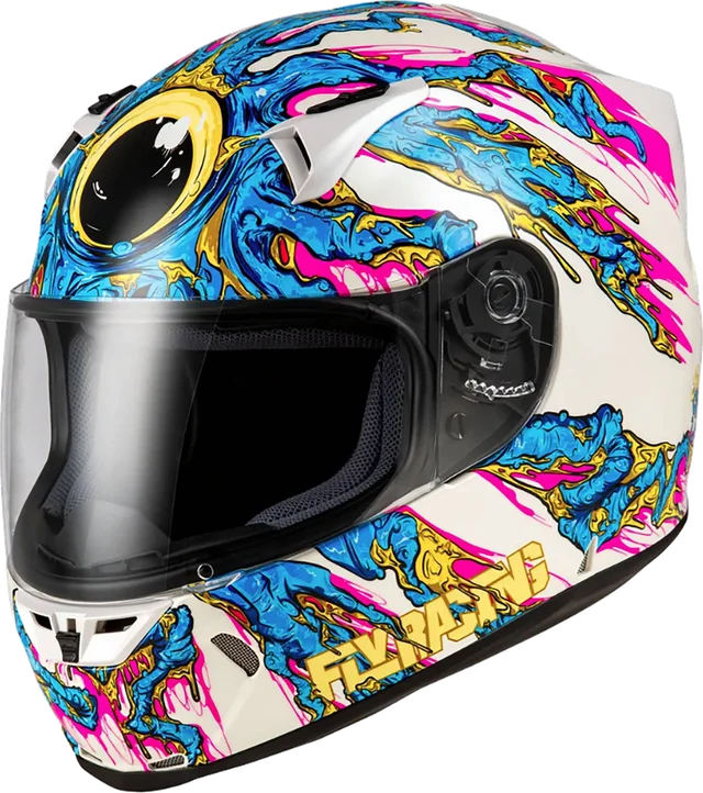 Fly Racing Revolt Space Creep Helmet, Light Blue/White/Pink