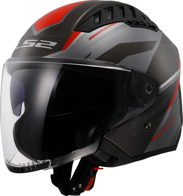 Ls2 Of600 Copter 2 Diston Helmet Grey Red, Grey / Red