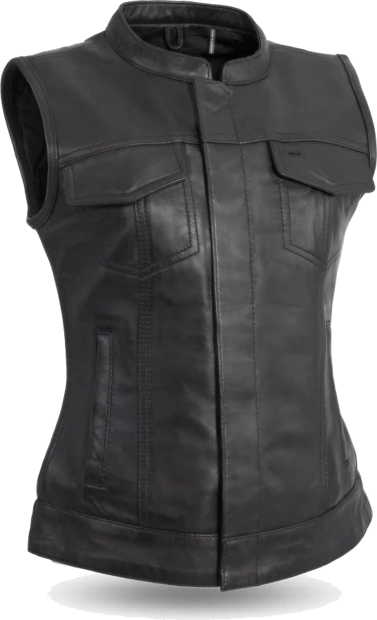 First Manufacturing Ludlow Women's Leather Vest, Black