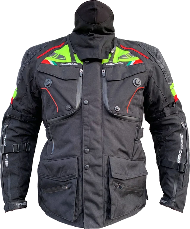MUGENRACE Mars Blue Fluo Yellow Waterproof Textile Jacket, black/neon