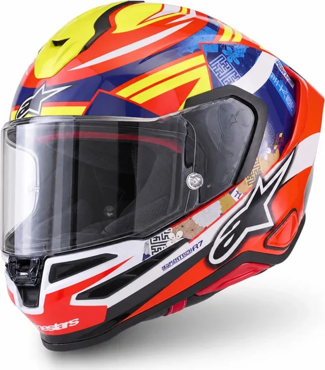 Alpinestars S-R7 Taiyo Furusato Helmet Red White Black Yellow Flo Gloss, Red White Black Yellow Flo Gloss