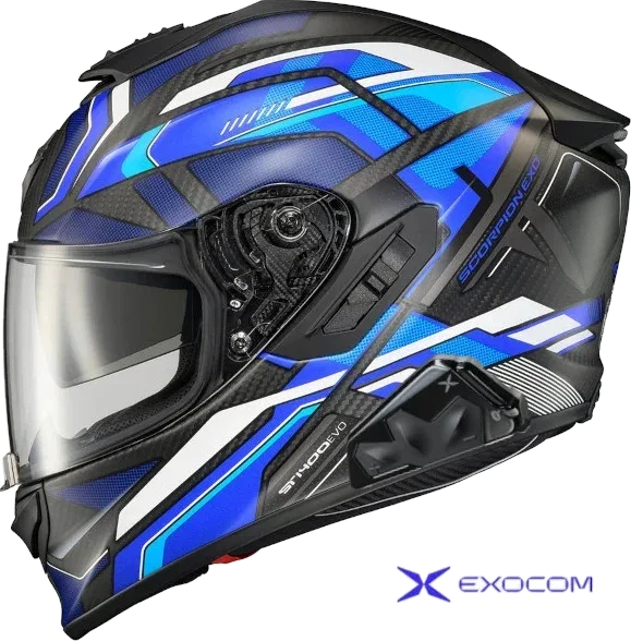 Scorpion EXO-ST1400 Carbon Bluetooth Helmet Hex Matte Blue Medium EXO-Com
