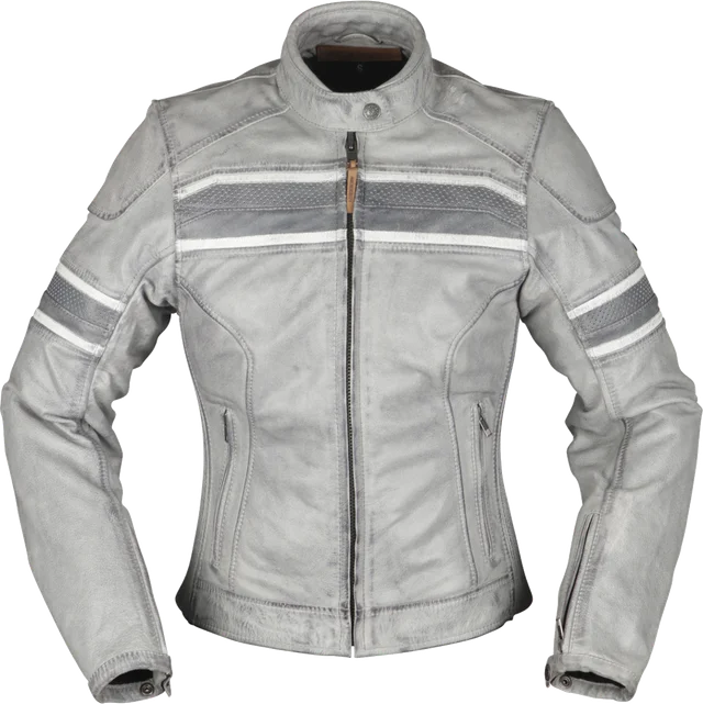 Modeka Iona Ladies Motorcycle Leather Jacket, light grey