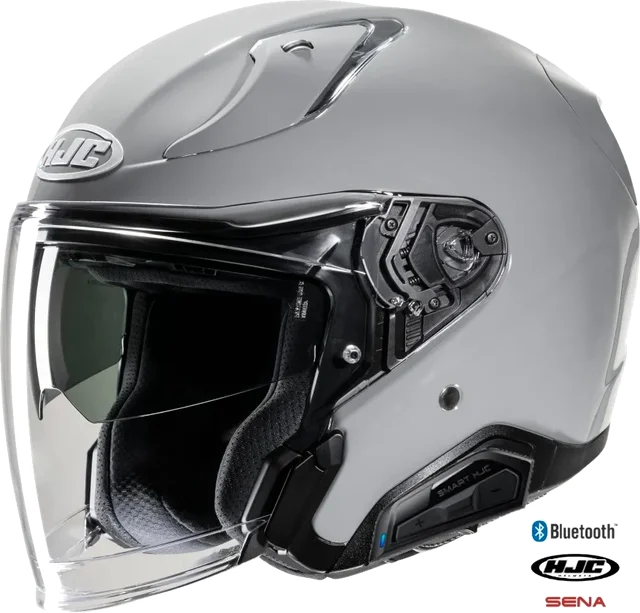 HJC RPHA 31 Open Face Bluetooth Helmet Nardo Grey 11b installed
