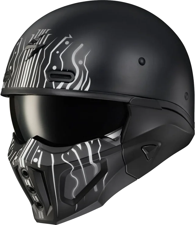 Scorpion EXO Covert X Tribe Helmet, matte black white